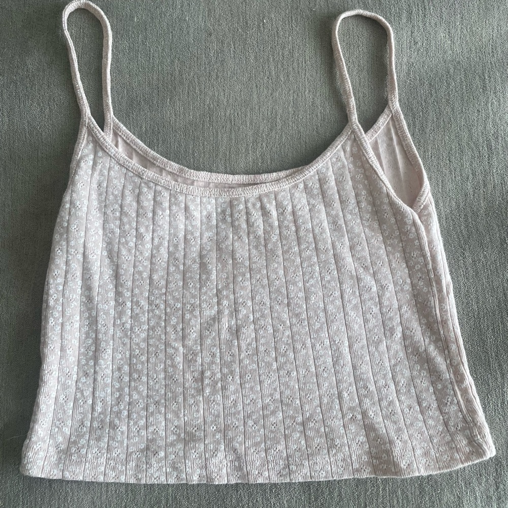 Brandy Melville John Galt Pink Floral Skylar Eyelet Tank